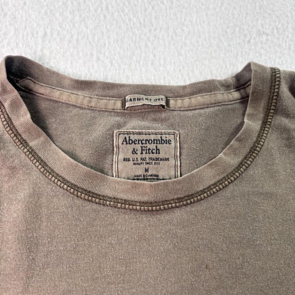 Vintage Y2K Abercrombie & Fitch Logo T Shirt Men's M Beige Green Graphic Tee - Picture 4 of 7
